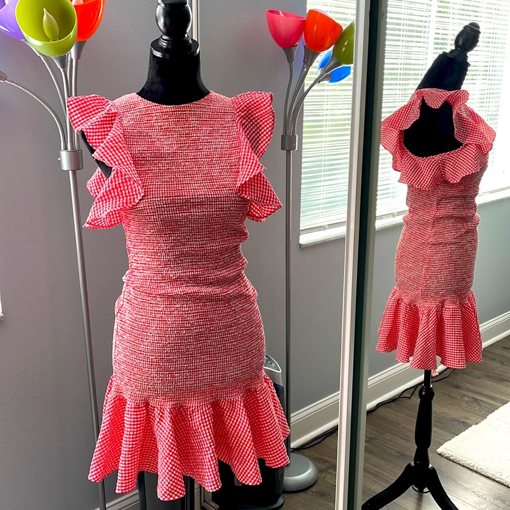 C/Meo Collective Red And White Flutter Dress - image 2